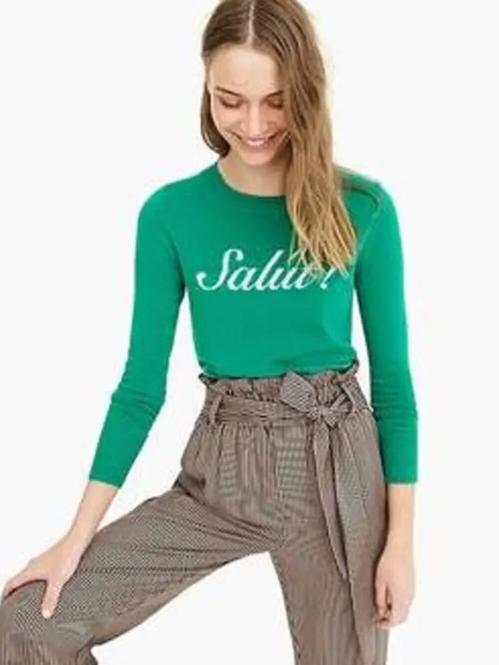 J. Crew Long-sleeve Everyday Cashmere Sweater in Salut! Kelly Green Small #A2827